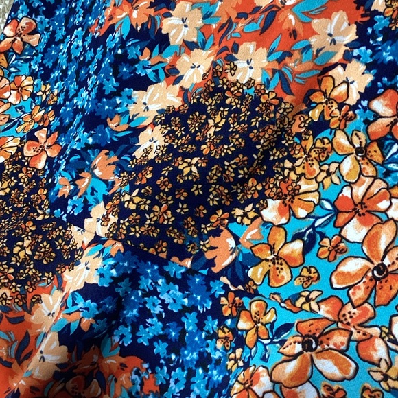 NWT EnRevelry Size 8 Blue and Orange Floral Midi Dress - Picture 12 of 12